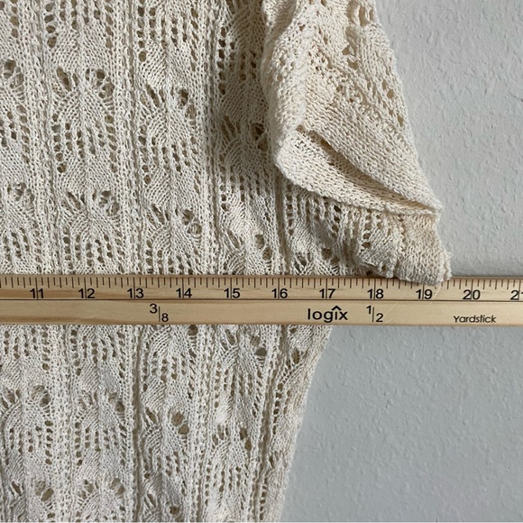 Coldwater Creek Crochet Knit Cream Short Sleeve Blouse Small - Picture 5 of 5